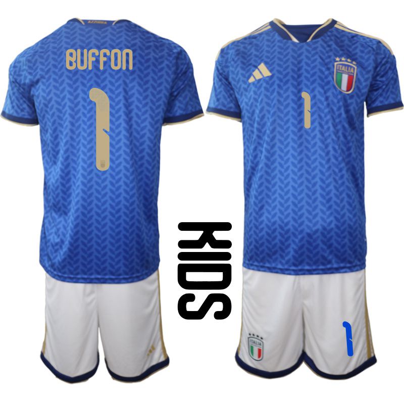 Youth 2026 World Cup National Team Italy home blue #1 Soccer Jersey->youth soccer jersey->Youth Jersey